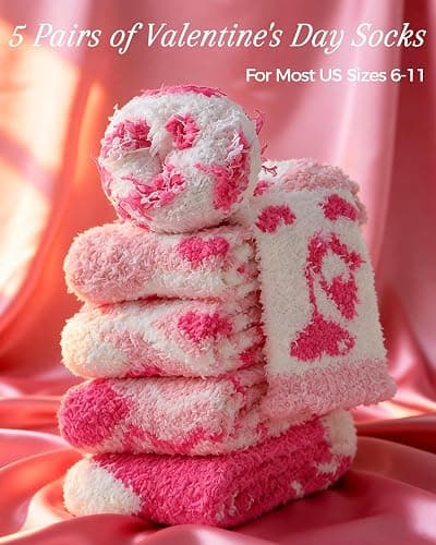 TEHOOK Warm & Cozy Valentines Gifts for Women, Fluffy Fuzzy Plush Sleeping Slipper Socks - Soft Warm Fabric thumbnail 5