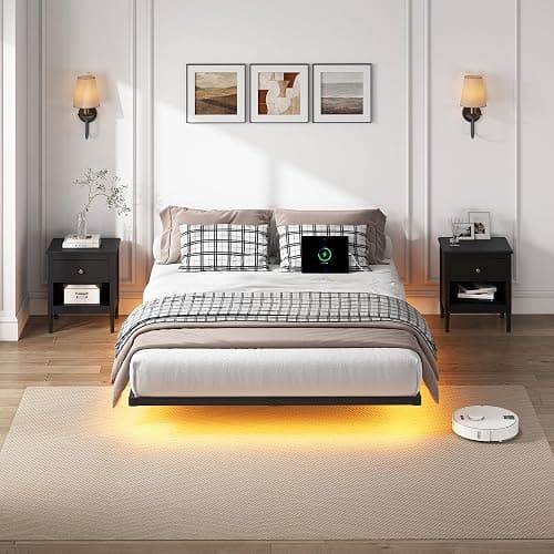 YORMDMO Floating Bed Frame Queen Size, Heavy Duty Bedframe with Smart LED Lights & Charging Station, Modern Metal Platform Bed, Easy Assembly No Box Spring Needed, 8 Inch thumbnail 9