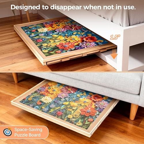 ALL4JIG 1500 Piece Rotating Puzzle Board with 4 Drawer 24.92"x33.58"Portable Wooden Jigsaw Puzzle Table for Adults,Lazy Susan Spinning Puzzle Boards Birthday Gift for mom,Surface for Lego Building thumbnail 5