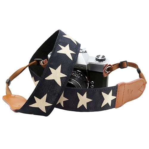 Padwa Lifestyle Pentagram Embroidered Camera Strap - Double Layer Cowhide Ends,2" Cotton Woven Camera Straps, Adjustable Vintage Neck & Shoulder Strap for All DSLR Cameras,Great Gift for Photographers thumbnail 8