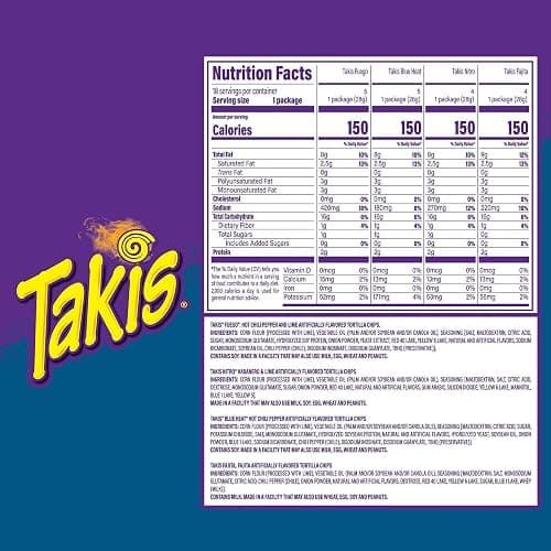 Takis 18 pc / 1 oz Variety Pack, Assorted Flavored Mixed Rolled Tortilla Chips – (5) Fuego, (5) Blue Heat, (4) Nitro, (4) Crunchy Fajitas thumbnail 2