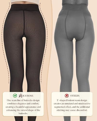 iceROSE Fleece Lined Tights Women - Sheer Black Thermal Leggings Thick Warm Pantyhose Fake Translucent Dress for Cold Winter thumbnail 4