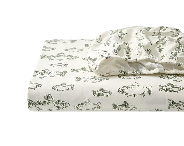 Eddie Bauer - Flannel Sheets Full Size, Anti-Pilling & Wrinkle Resistant Cotton, Touchably Soft for All-Season Comfort - Bed Sheets with Matching Pillowcases & Fitted Sheet (School of Fish Green) thumbnail 5