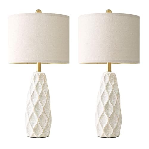 27.5" Ceramic Table Lamps for Living Room Bedroom Lamps Set of 2 Modern Boho Bedside Lamps Night Stands Farmhouse Vintage Large Nightstand Lamp Reading Light Home Office Dorm Desk Deco Gifts, White thumbnail 9