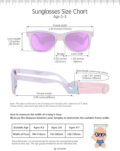 COCOSAND Flexible Baby Sunglasses with Strap Polarized UV Protection for Toddler Infant Newborn Boy Girl Age 0-24 Months thumbnail 5