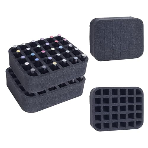 YAHOURWAT 2 Pack Nail Polish Organizer Holder Foam Pad with Slots for Storage 60 Bottles (15ml/0.5fl.oz) Nail Polish or Essential Oil Tray for Drawers Black - Image 1