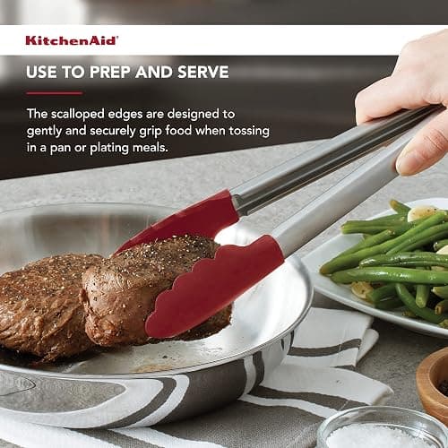 KitchenAid Silicone Stainless Steel Tongs, 12 Inch, Red thumbnail 6