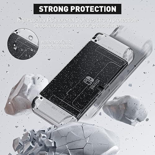 [Improved Version] Dockable Clear Case for Nintendo Switch OLED 2021, FANPL Protective Case Cover for Switch OLED and Joy Con Controller - Strong and Durable, Not Easy to Fall Off (Glitter) thumbnail 2