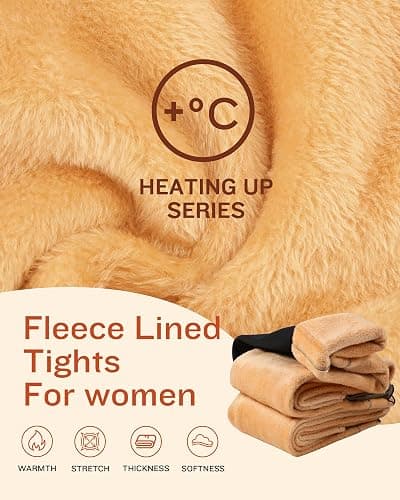 CHRLEISURE Women's Fleece Lined Tights - Fake Sheer Warm Pantyhose Thick Winter Leggings thumbnail 2