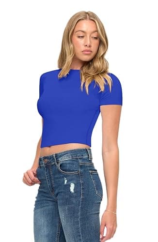 Natural Uniforms Womens Super Soft, Super Stretch Y2K Short Sleeve Baby Tee Crop Top thumbnail 4