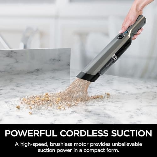 Shark WV201 WANDVAC Handheld Vacuum, Lightweight at 1.4 Pounds with Powerful Suction, Charging Dock, Single Touch Empty and Detachable Dust Cup,Graphite, Slate thumbnail 3