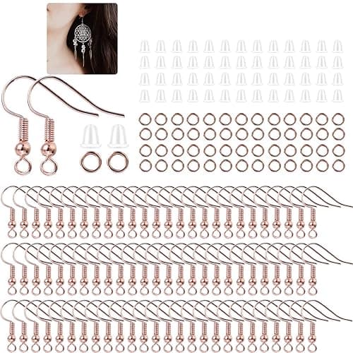 600Pcs Hypoallergenic Earring Hooks, Rose Gold Earring Making Kit, Supplies with Earring Backs and 4mm Jump Rings for Jewelry Making (Rose Gold) - Image 1