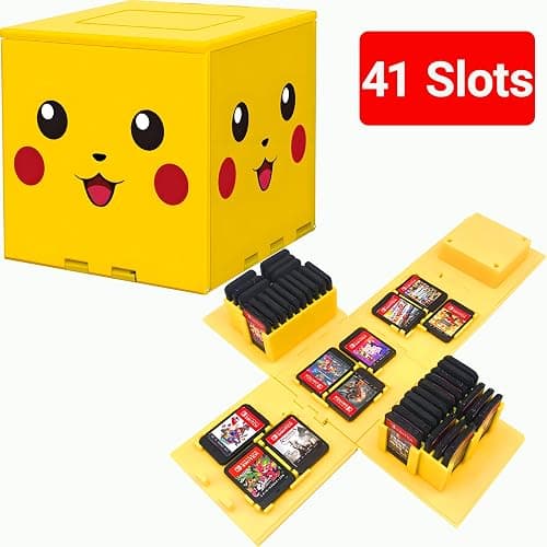 QUBAMG Switch 2 Game Case Compatible with Nintendo Switch 2 & Switch & Oled & Lite Cartridges, 41 Slots Foldable Switch Game Holder Portable Cute Game Card Storage Box Cube, Retro Gift Yellow - Image 1