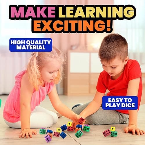 Foam Dice Set - Bulk Pack of 36, 1.5 Inch Large Assorted Colorful Foam Dice Cubes with Number Dots, Use for Kids, Classrooms, Math Games, Building Toys, Party Supplies by Bedwina thumbnail 7