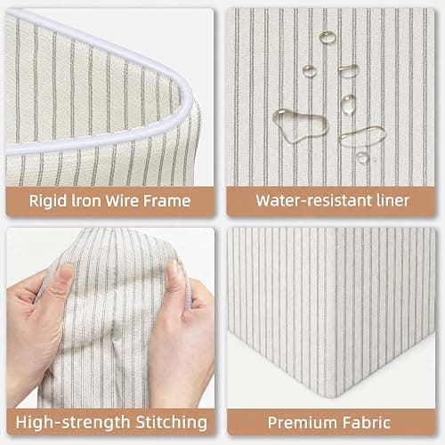 STORAGE MANIAC 2-Pack Large Laundry Hamper, 100L (26.4 Gal) Collapsible Laundry Basket with Bamboo Handles, Freestanding Waterproof Clothes Hamper for Laundry Room, Bedroom, Dorm, Towels, Stripe thumbnail 9