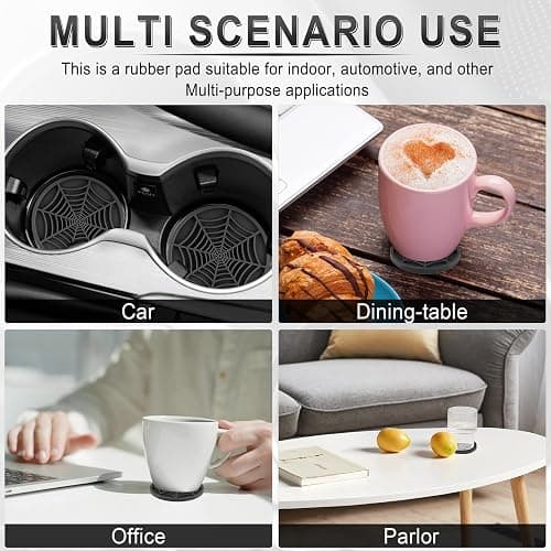 Alpmosn 4PCS Spider Web Car Coasters for Cup Holders, Halloween Funny Non-Slip Silicone Insert Ornaments Coasters, Automotive Cupholder Goth Accessories for Men & Women(Black) thumbnail 6