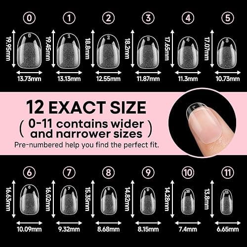 UNA GELLA Oval Round Nail Tips Half Matte 504pcs Gel Nail Tips | Short Oval Round Nail Extension Easily DIY False Fake Acrylic Press On Nails, 12 Sizes Gelly Tips thumbnail 7