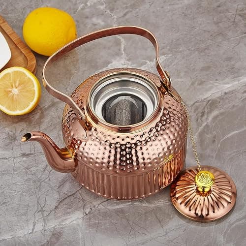 SANQIAHOME Antique 1.8L (60 Oz) Stainless Steel Teapot with Infuser Copper thumbnail 8