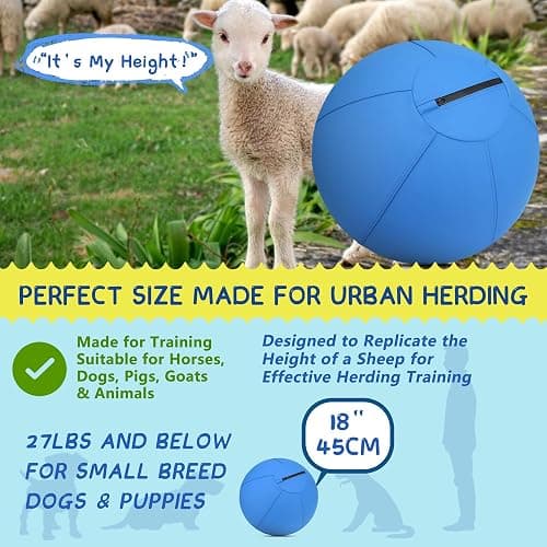 Herding Ball for Dogs and Horses - 18" Jolly Ball for Dogs, Agility Training Equipment, Herding for Australian/German Shepherd, Improved Bite-Resistant, Reinforced Sewing Dog Toys - Blue Medium thumbnail 3