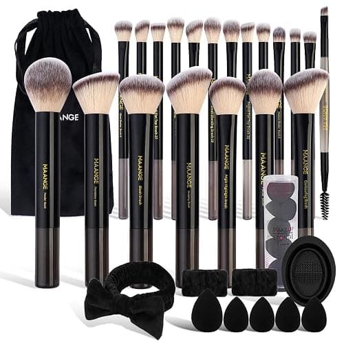 MAANGE Makeup Brushes 30 Pcs Makeup Kit, Multi-functional Makeup Tool Set with 20 Pcs Makeup Brush Foundation Brush Make up Brushes Set with Bag,Black - Image 1