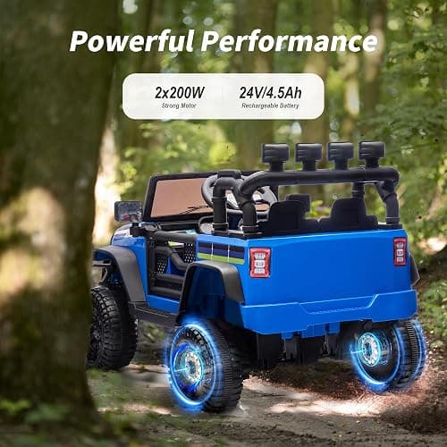 Hikiddo 24V Kids Ride on Car, Kids Electric Vehicles Car Ride on Toy Truck for Toddlers 3-5 w/Remote Control, 400W Motor - Blue thumbnail 4