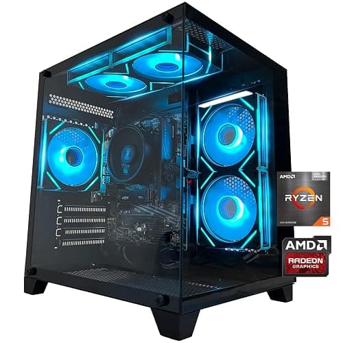 YAWYORE Gaming PC Desktop Computer AMD Ryzen 5 5600GT,16GB DDR4 3200MHz,1TB M.2 NVMe PCle4.0 Gen4,550W 80PLUS PSU,WiFi,Game Design Office Console,Sea View Room, Towers Prebuilt PC (Black) - Image 1