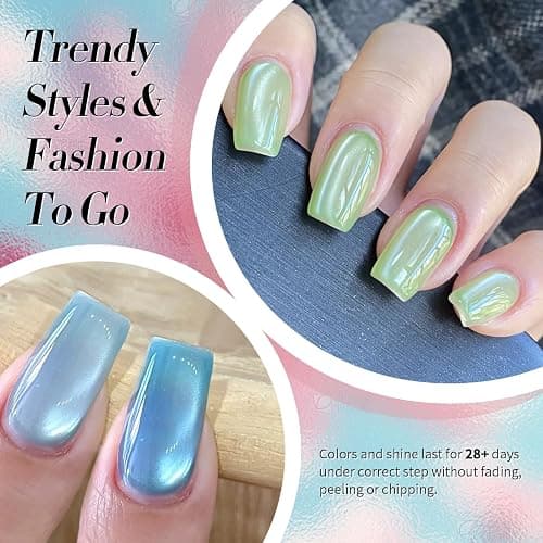 Born Pretty Magnetic Gel Nail Polish Pastel Water Light Cat Magnetic Eye Gel Jelly Glass Crystal Nail Polish Glitter Shimmer Auroras Magnetic Gel Nail Art Manicure Kit 6PCS thumbnail 4