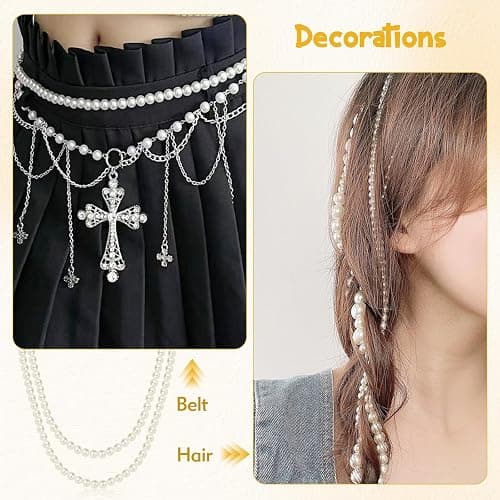 CdbC 59" Long Pearl Necklace, Faux Long Pearl Necklaces for Women, Vintage Elegant Long Pearls, Pearl Necklace Long for Wedding Party 1920s Gatsby Costume Jewelry thumbnail 6