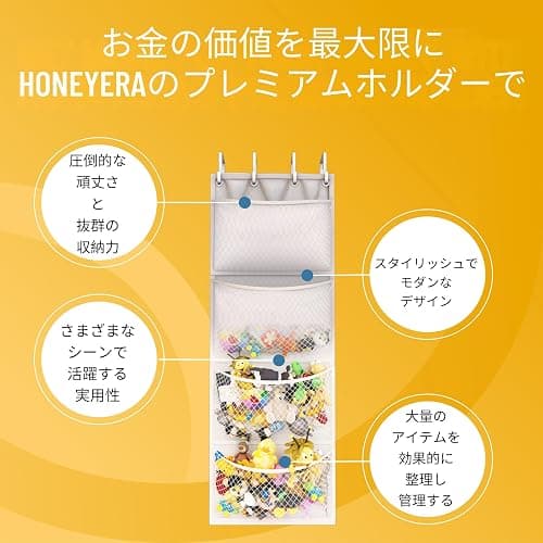 Honeyera The Original Stuffed Animal Storage (Patented) - Over Door Organizer for Stuffies, Baby Ideas Holder, Toy Plush Hammock Hanging Net Big Girls Toddler Large Bag Animals Stuffy Behind thumbnail 6