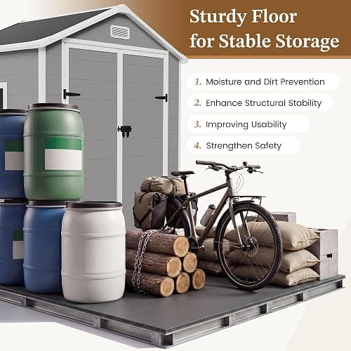 UDPATIO Outdoor Resin Storage Shed 6x4 FT, Plastic Shed for Garden, Grey | Weather UV Resistant, Heavy Floor, Lockable Design, Quick Assembly, Space-saving Vertical Build, Multi-Scene Backyard Use thumbnail 9