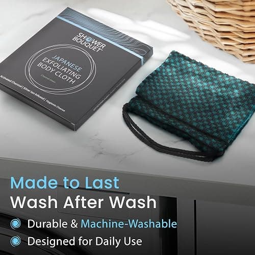 Japanese Exfoliating Washcloth for Back & Body - Charcoal & Silver Ion Exfoliating Towel - Two-Sided Gentle Exfoliation thumbnail 6
