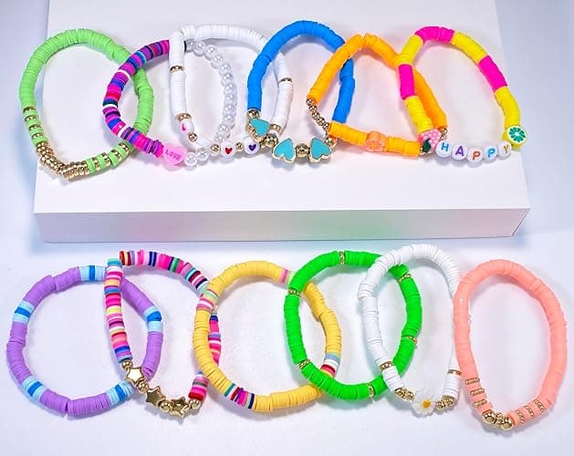SIELEVIN 10 PCS Kids Friendship Bracelets for Teen Girls Women little Girl Jewelry Colorful Clay Bead Bracelet Set Beach Style Jewelry Gift thumbnail 4