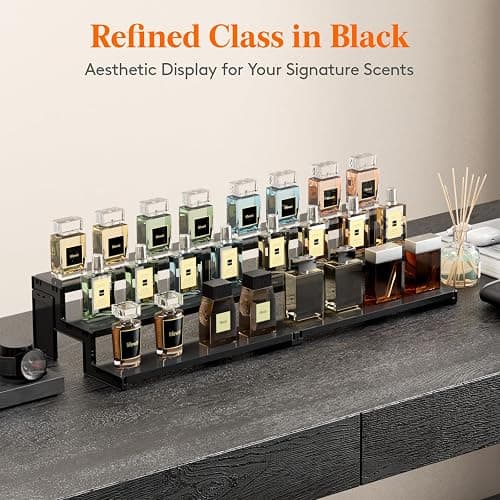 Lifewit Cologne Organizer for Men, 12-Inch 3-Tier Perfume Organizer for Fragrance, Action Figure Stand, Versatile Display Shelf for Dresser, Party, Dessert, Black, 1 Pack thumbnail 7