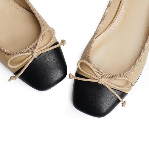 Modatope Ballet Flats with Bow Ballerina Closed Square Toe Slip on Bowknot Flats Shoes for Women Dressy thumbnail 5