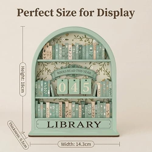 Books Read This Year Sign, Reading Tracker for Home Library Decor, Book Counter for Desk Display, Green Reading Progress Indicator for Book Lovers and Students thumbnail 3