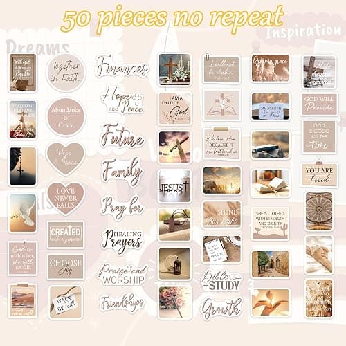 Christian Prayer Board Stickers, 50 Pcs Prayer Vision Board Supplies for Women Girls, Inspirational Bible Verses Decals for Journaling Scrapbook Planner Wall Décor, Faith Based Gifts thumbnail 4