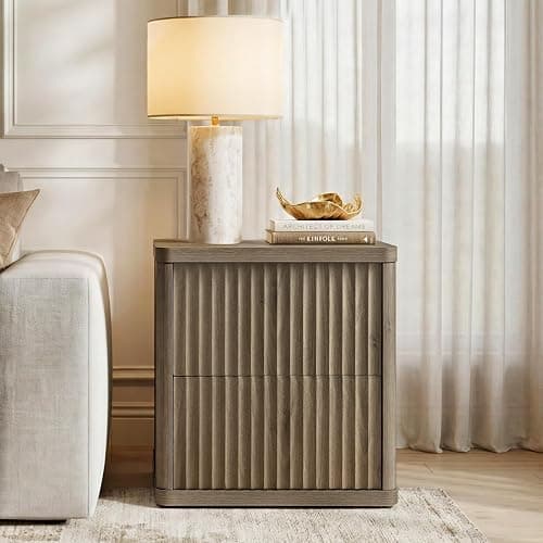 SICOTAS Night Stand Set of 2-2 Drawer Bedroom Nightstands | 24.4" Tall Storage Bedside Table Large Fluted Bed Side End Table Fluted Wide Night Stands for Sofa Couch Office thumbnail 6
