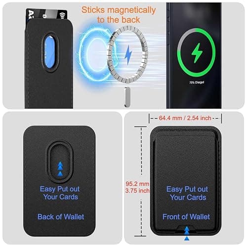 Ntwinro Magnetic for iPhone 12 mini & 13 mini Case (Compatible with MagSafe) with Detachable Wallet & Card Holder for 3 Cards [RFID Blocking] Military Grade Protective Slim Phone Cover, Black thumbnail 7