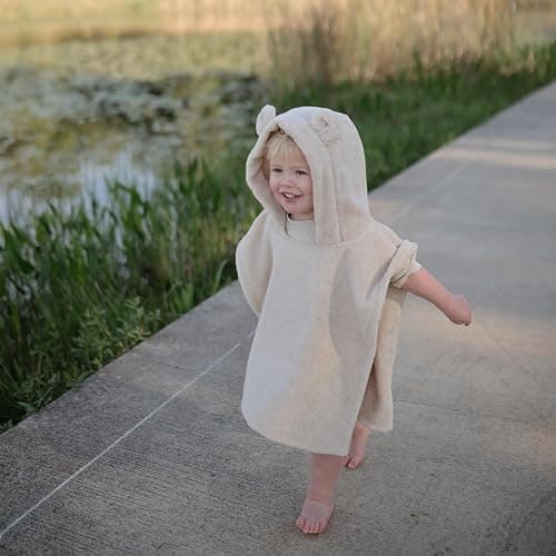 mushie Poncho Towel for Toddlers and Kids (Fog) | Organic Terry Cotton | Ages 1-3 Years - Fog thumbnail 8