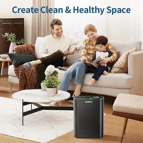 Powerful Air Purifiers for Home Large Room Up to 2400 Ft², ECOSELF HEPA Air Purifier with PM 2.5 Air Quality Display 20dB Sleep Mode, Air Purifiers for Bedroom Office Living Room HAP602 Black thumbnail 8