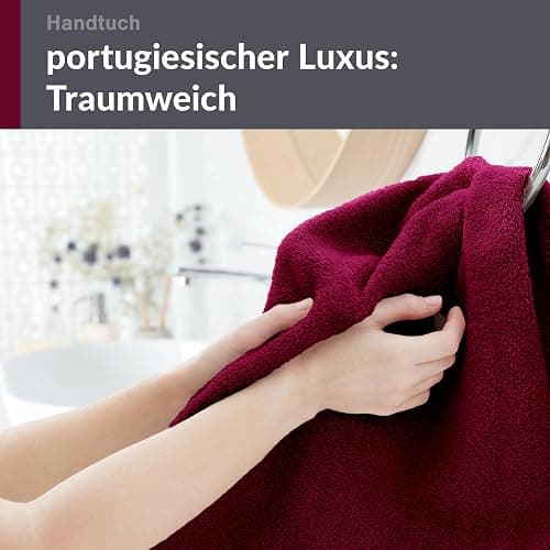 Lashuma Wellness Handtuch Set Damen 50x100 cm in Kirsch - Rot, London Flauschige Frottee Handtücher für das Badezimmer und Spa - 2 Handtuch 50x100 cm - Kirsch Rot thumbnail 9