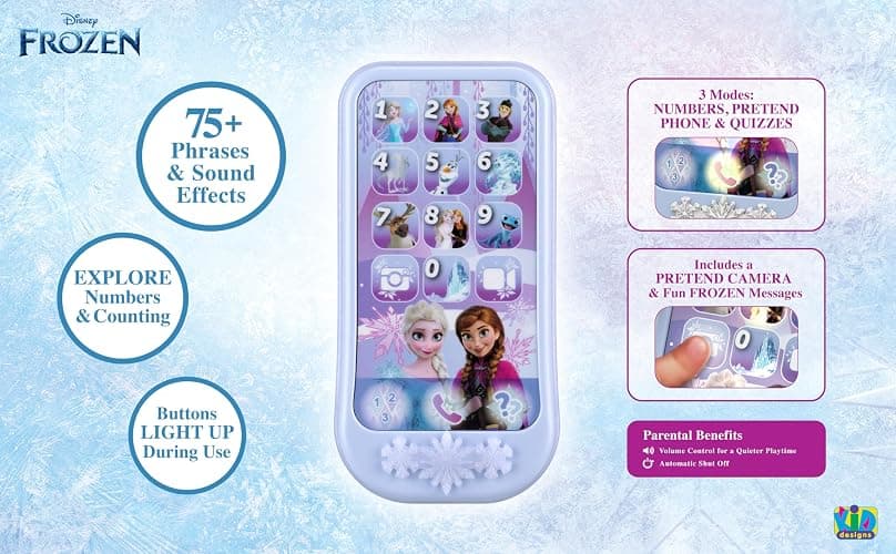 eKids Disney Frozen Toy Phone for Kids, Toddler Toys with Preschool Learning Activities Designed for Fans of Frozen Toys thumbnail 4