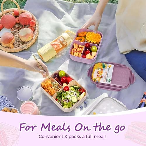 MISS BIG Lunch Box Kids, Leak Proof Lunch Containers, Mom’s Choice No BPAs and No Chemical Dyes Bento Box for Kids,Microwave and Dishwasher Safe Lunch Box (Purple M) thumbnail 2