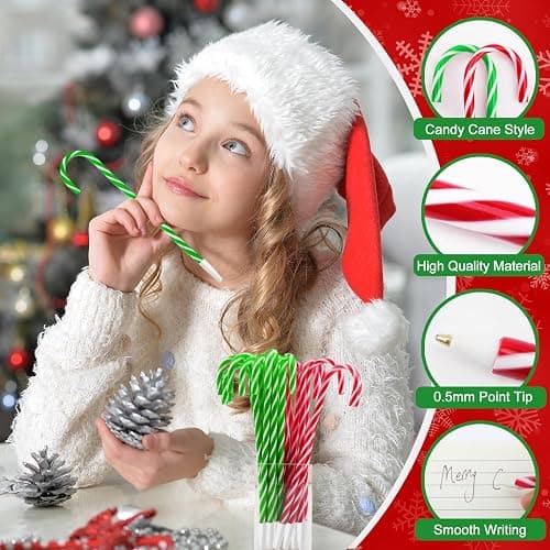 SAYAYA 120Pcs Christmas Candy Cane Pens Bulk Fun Black Ink Ballpoint Pens Xmas Goodie Bag Stuffers Classroom Gifts for Student School Holiday Party Favors Carnival Prize Stocking Stuffers(Red & Green) thumbnail 5