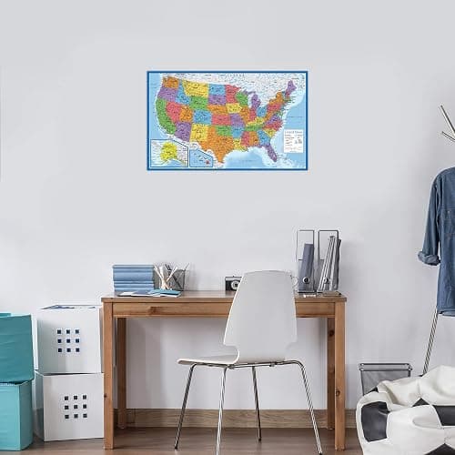 Laminated World Map & US Map Poster Set - 18" x 29" - Wall Chart Maps of the World & United States - Made in the USA - (LAMINATED, 18" x 29") thumbnail 6