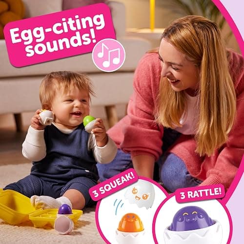 TOMY Toomies Hide & Squeak Eggs Toddler Toys - Matching and Sorting Games - Toddler Sensory Toys for Hand Eye Coordination and Color Recognition - Ages 6 Months and Up thumbnail 5
