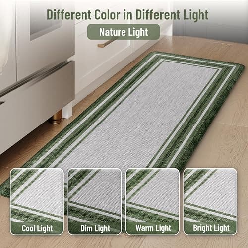 KIMODE Kitchen Mats Cushioned Anti Fatigue, Farmhouse Christmas Kitchen Rugs Sets of 2, Non Slip Kitchen Mats for Floor, Comfort Kitchen Floor Mats for Sink Laundry Desk 17"x47"+17"x29" Green thumbnail 7