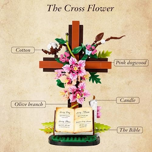 Jesus Cross Flower Building Set Legos thumbnail 5