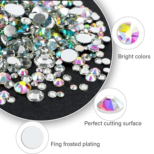 Canvalite 3348PCS Rhinestones Crystal AB Rhinestones for Nail with 5Pcs 3ml B7000 Jewelry Glue and Pick Up Tweezers and Nail Rhinestone Picker, Nail Art Tools,Stocking Stuffers Gifts for Women thumbnail 6