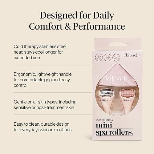 Kitsch Mini Ice Roller for Face Tool Set – Cooling Face Rollers - Blush | Stainless Steel Ice Face Roller to Reduce Puffiness, Redness & Headaches – Cooling Ice Roller for Face Women for Skin Care thumbnail 3